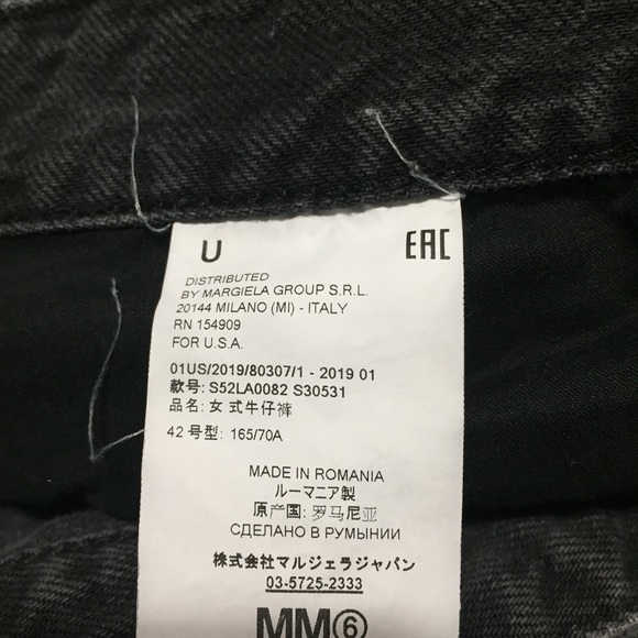 Maison Margiela MM6 Straight Button Fly Jeans Women’s 42 Gray Raw Hem Romania - Picture 13 of 15